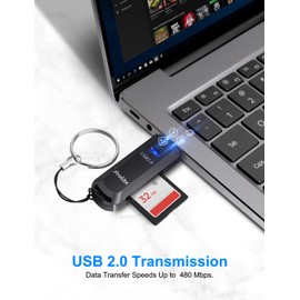 SD Card Reader USB, 2 in 1 Micro SD Adapter USB Card Reader Portable SD Card Reader for SD, MMC, Micro SD, TF, SDXC, SDHC, Micro SDHC, Micro SDXC etc
