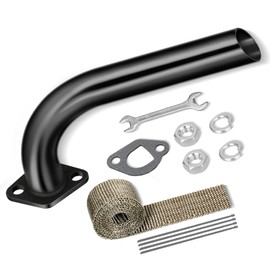 FVRITO Mini Bike Exhaust Pipe Kit for Predator 212cc 224cc 196cc Coleman CT200U BT200X CT200U-EX 6.5hp GX160 GX200 Small Engine Baja Warrior Massimo MB200 Go Kart Parts with Heat Shield Tape Black