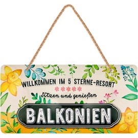 LANOLU Retro Tin Sign Balcony Sign – Tin Signs Garden with Sayings – Nostalgic Decoration as Gardener Gifts – Retro Decoration Vintage Metal Sign Garden Balcony 16 x 32 cm