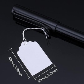 AIMALL 500PCS White Price Tags with String, Assorted Sizes for Retail, Luggage, Jewelry, and Crafts, Durable and Easy-to-Use Strung Labels