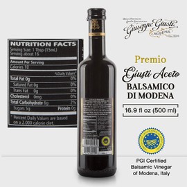 Giuseppe Giusti Premio Italian Balsamic Vinegar of Modena Italy - PGI Certified 16.9 fl oz / 500ml
