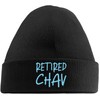 Hippowarehouse Retired Chav Embroidered Beanie Hat Black with Baby Blue
