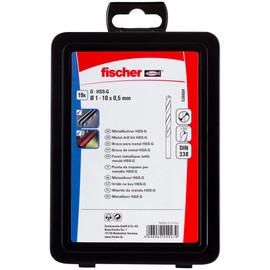 fischer Metal Drill Bit Set, 1–10 mm Diameter, Attachments for Drills, Drill Set with Various Sizes, Tool for Drilling in Metal and Non-ferrous Metal, Pack of 19