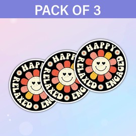 SODAVA (Set of 3) Happy Relaxed Engaged ABA BCBA Behavioral Health Technician Stickers SPED Sticker Special Needs Awareness Sticker Technician Behavior Analysis Therapy Disability Sticker 3"x4"