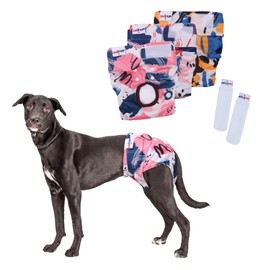 UNIPUP Reusable Female Dog Diapers for Peeing,Dog Heat Diapers Female, Doggy Diapers Female Large Dog with Adjustable Strap in Heat and Incontinence 3 Pack