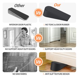 Big Door Stoppers, 2 Pack Extra Large Door Stoppers for Bottom of Door Gaps, Sturdy and Stackable Heavy Duty Doorstop Great for Home Office, Rubber Door Stopper Wedge for Tile, Wooden Floor, Carpet