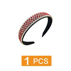 Traziewell Red Headband Wide Rhinestone Headbands Edge Diamond Headwear Crystal Beaded Hairbands Glitter Hairband Hair Accessories for Women Girl Wedding Party, 2718