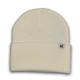 AE American Eagle Mens Beanie Hat AEO Mens Skull Headwear (One Size, Off-White)