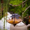 AIMALL Outdoor Metal Bird Feeder Umbrella Shaped Hanging Garden Birdbath