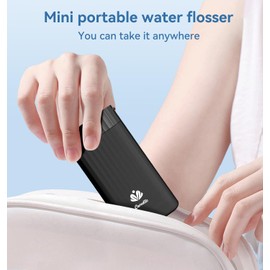 Portable Water Flosser for Teeth,Travel Water Flosser Picks,Mini Cordless Oral Irrigator Rechargeable Power Dental with Telescopic Water Tank, IPX7 Wateroproof for Brace & Sensitive Teeth Care,Black