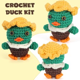 CrochetBox Crochet Kit for Beginner, Duck Easy Learn How to Crochet Stuffed Animals Gift for Adults and Kids(12+), Knitting Set with Yarn Hook Stitch-by-Stitch Video Tutorial(30%+ Yarn)