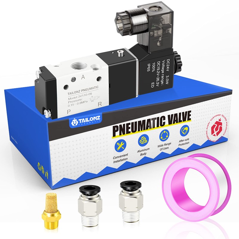 TAILONZ PNEUMATIC 1/8"NPT Solenoid Valve 3V110-06 DC24V Single Coil Pilot-Operated