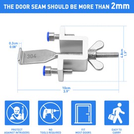 TamBee Door Lock Without Drilling, Upgraded Portable Door Lock with Dual Nut Adjustment, Hotel Door Lock Travel Safety, Portable Travel Door Safety Lock for Travelling Hotel Room Door Lock Inside