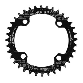 Jane Eyre Bicycle Chainrings 104 BCD 32T 34T 36T Narrow Wide Single Chainring, Round Narrow Wide Chainring for Road Bike Mountain Bike BMX MTB (Black 36T)