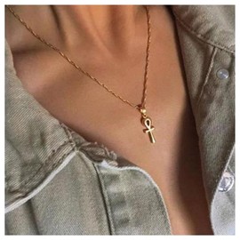 Cimenexe Bohemian Cross Pendant Necklace Gold Cross Necklace Chain Cross Chain Necklace Gender Symbol Necklace Minimal Religion Feminist Necklace Choker Jewelry for Women and Girls