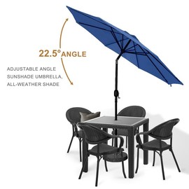 JOVISUNSHADE 9FT Outdoor Patio Umbrella, Table Patio Umbrella Sun Umbrella Aluminum with Push Button Tilt and Crank, Patio Market Umbrella for Pool, Porch, Garden, Deck, Backyard（Royal Blue）