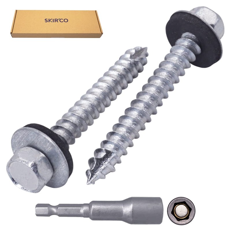 SKIR'CO (50 pcs) Zinc Plated Roofing Screws, 6.5 x 50