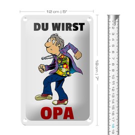 Lustiges Opa-Werden Schild | Geschenk für werdende Großväter | Humorvolles Metallschild | 12 cm x 18 cm