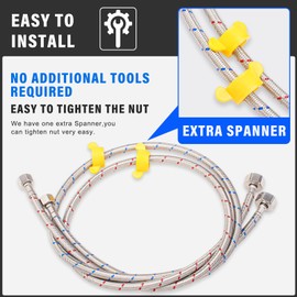 Faucet Hose Connector, 39 Inch Length Faucet Water Supply Lines 2 PCS Braided Stainless Steel 3/8" Comp x 1/2" Comp for Bathroom Kitchen Sink Faucet (1 Pair)