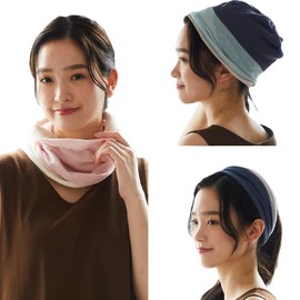 Sunayama Cotton Linen Neck Cover with Soft Gauze [Made in Japan], gray