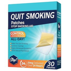 30 Parches Dejar Fumar Paso 1 2 3 Control Ansiedad,Parches de Nicotina 21 mg, Ayuda para Dejar de Fumar, Tratamiento 2 Semanas (Paso 1 30 Piezas)     