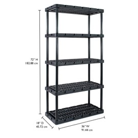 Gracious Living 18 x 36 x 72 Heavy Duty 5 Shelf Storage Laundry Room, Basement Organization, Garage Shelving Unit, 750 lb Capacity, Black, (1 Pack)