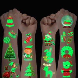 Flyftrey Tattoo Children, Waterproof Children's Tattoos (Luminous Christmas
