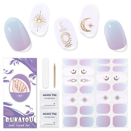 Semi Cured Gel Nail Strips, 28 pcs Gel Nail Strips, Nail Gel Stickers Work with Any UV Lights, Long-Lasting Nail Wraps, Stick on Nails for women Easy to Apply & Remove