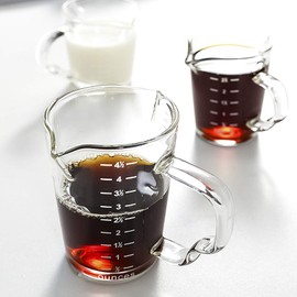 Espresso Shot Glasses 150ML Double Spouts Measuring Cup Triple Pitcher Milk Cup Wine Glass Pitcher Barista Measure Cup Liquid Heavy Glass Milk Cup Demitasse Cups Espresso Mugs Coffee Cups