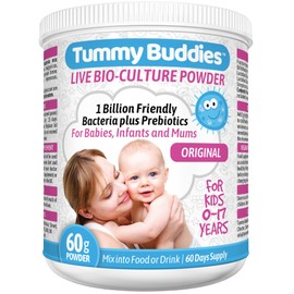 Tummy Buddies Probiotic Powder for Babies, Children and Mums - 7 Strain Pro Bio Culture Complex with Prebiotics (FOS) – Gut Friendly Bacteria for Infants and Kids 0-12 Years – 60g - 60 Days Supply