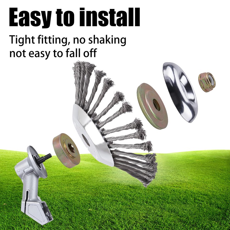 PLAXNS 10 Inch Rotary Steel Wire Brush Cutter Trimmer Head