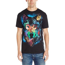 Liquid Blue Men's Cosmic Wolf T-Shirt, Black, X-Large