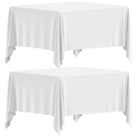 White Square Tablecloth 52x52 Inch, 200GSM - Set of 2 Extra Soft Square Tablecloths - Stain and Wrinkle-Resistant, Machine Washable, Card Table Tablecloth Square for Any Occasion, Premium Quality