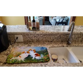 Caroline's Treasures MH1061DDM Japanese Chin Wasabi and Ginger Dish Drying Mat Absorbent Dish Drying Mat Pad for Kitchen Counter Dish Drainer Mat for Countertop, 14 x 21", Multicolor