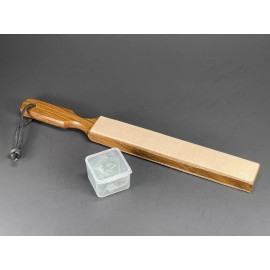Paddle Leather Strop Straight Razor Sharpening 2 Sided Wood Handle+buff Compound