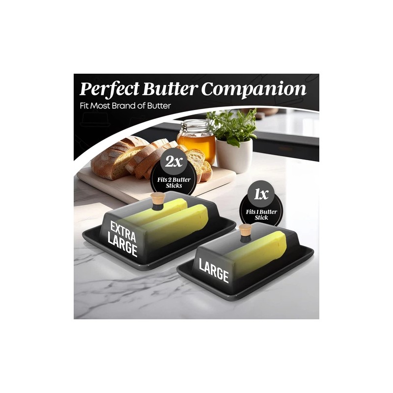 Ceramic Black Butter Dish and Lid Cover Butter Storage and