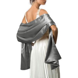 MLMW Gray Shawls and Wraps for Women Evening Dresses Satin Formal Shawl Wraps Dressy Extra Long for Wedding Party Bridesmaid Bridal Shower Baby Shower Birthday
