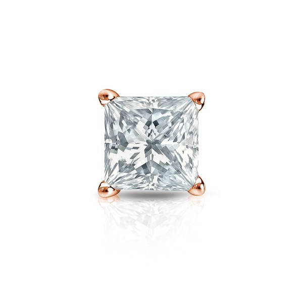 14k Rose Gold Men Princess Diamond Simulated Cubic Zirconia SINGLE