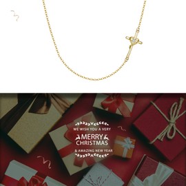 FANZE Sideways Cross Necklace, 925 Sterling Silver CZ Love Heart Pendant Necklace for Women, Good Luck Birthstone Jewelry BFF Gift, 925 Sterling Silver,Cubic Zirconia, Cubic Zirconia