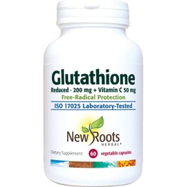 NEW ROOTS HERBAL Glutathione Supplement, 200 mg Reduced + Vitamin C (120 Veg Caps) | Free-Radical Protection | Gluten Free, Non-GMO Formulated and Made in Canada