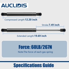 C16-08260 GSNI-5300-60 20 inch 60lb/267N Gas Strut Shock Spring Lift Support for RV Cargo Door Bed Storage Tanning Bed Boat Engine Hatch Basement Camper Shell Tonneau Cover, 4450 C1608260, Set of 2