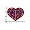 Patchwork Paradise Heart with Rib Cage Embroidered Iron On Patch