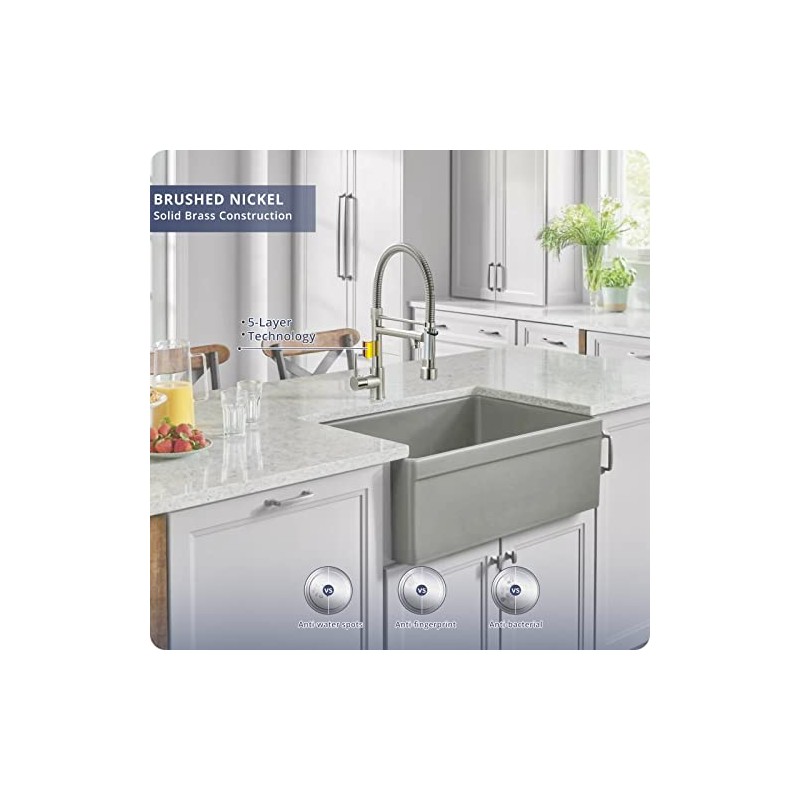 Fapully Pull Down Kitchen Faucet with Lock Sprayer,Single Handle Spring
