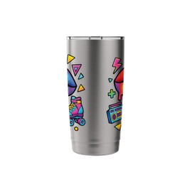 90s Retro Pop Art Rainbow Lips Nostalgia Costume 90s Stainless Steel Insulated Tumbler