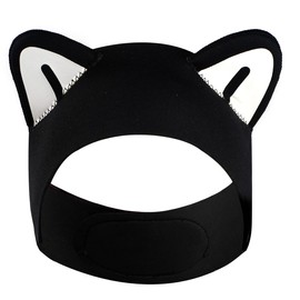 Diadema de buceo con orejas de gato, diadema de natación para mujeres y niños, capucha de neopreno de 2 mm, mantiene el agua fuera, sujeta los tapones para los oídos, tapones seguros para los oídos para buceo, esnórquel, natación, surf (negro)