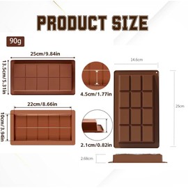 TY & TAY 1 Inch Deep Chocolate Bar Mold, 2PCS Dubai Chocolate Bar Pistachio, Thick Silicone Chocolate Bar Molds, Dubai Chocolate Bar, Dubai Chocolate Bar Kit, With Scrap And Bags