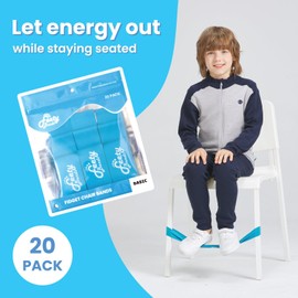 Chair Bands for ADHD Kids - (20-Pack) Bouncy Kick Fidgets for Elementary, Middle, High School Students and Adults - Best for Classroom Chairs and Desk - (Light Blue) Fidget Feet Band by Feety