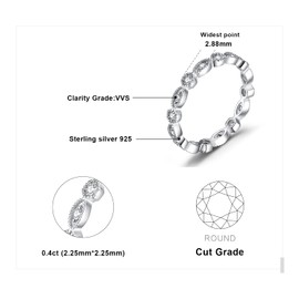 JewelryPalace 925 Sterling Silver Wedding Bands Cubic Zirconia stack marquise ring 0.4 ct 2.8mm 14K gold plated anniversary ring for her size H