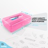 Enday Plastic Pencil Box Case Pink, Multipurpose Storage Organizer, Large