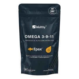 Wellthy Omega 3-9-11 Epax 180 Cápsulas Epa 1000mg, Dha 400mg Sin Sabor